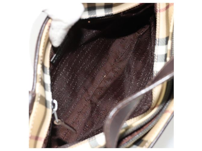 Bolso de mano de PVC cuero beige con estampado Nova Check de BURBERRY Auth BA12421 - vista 20