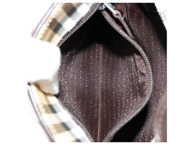 Bolso de mano de PVC cuero beige con estampado Nova Check de BURBERRY Auth BA12421 - vista 22