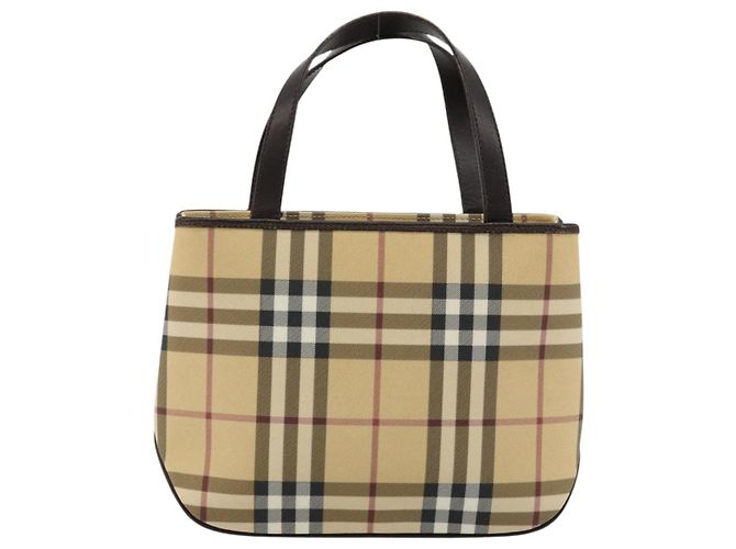 Bolso de mano de PVC cuero beige con estampado Nova Check de BURBERRY Auth BA12421 - vista 3