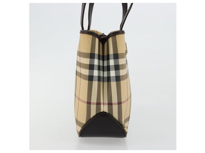 Bolso de mano de PVC cuero beige con estampado Nova Check de BURBERRY Auth BA12421 - vista 4
