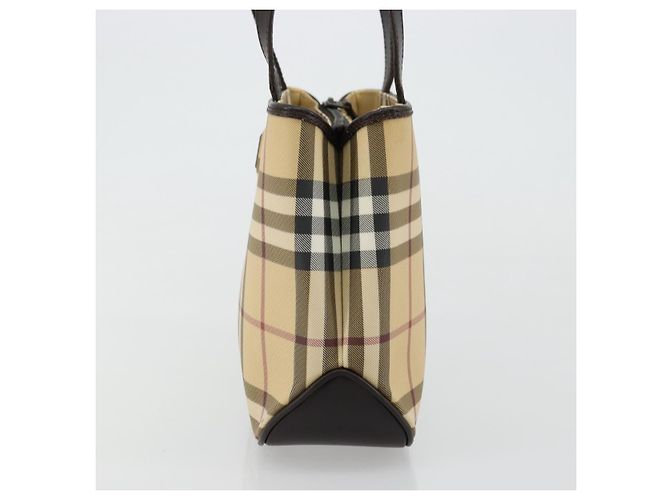 Bolso de mano de PVC cuero beige con estampado Nova Check de BURBERRY Auth BA12421 - vista 5