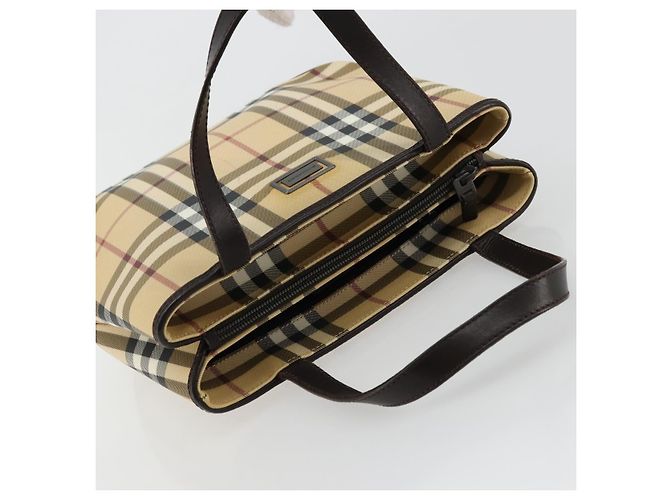 Bolso de mano de PVC cuero beige con estampado Nova Check de BURBERRY Auth BA12421 - vista 6