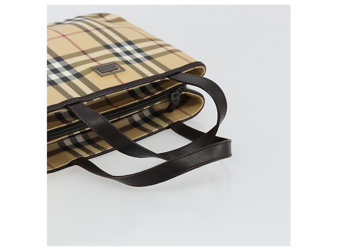 Bolso de mano de PVC cuero beige con estampado Nova Check de BURBERRY Auth BA12421 - vista 7