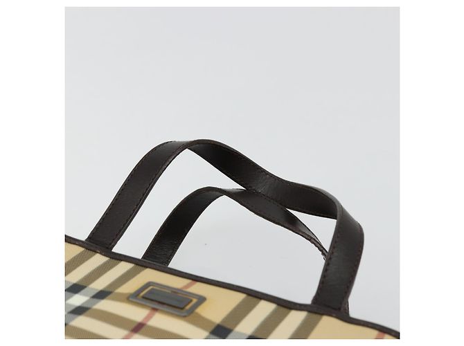 Bolso de mano de PVC cuero beige con estampado Nova Check de BURBERRY Auth BA12421 - vista 8