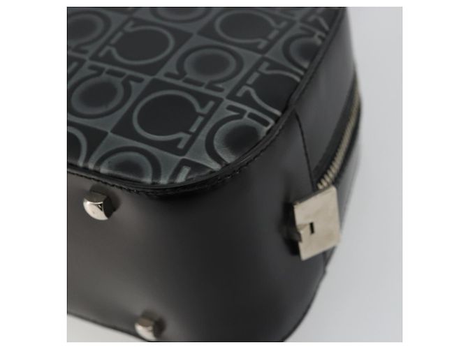 Borsa a mano Gancini in pelle nera e argento di Salvatore Ferragamo Auth BA12414A Nero - vista 10