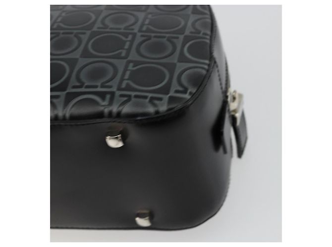 Borsa a mano Gancini in pelle nera e argento di Salvatore Ferragamo Auth BA12414A Nero - vista 12