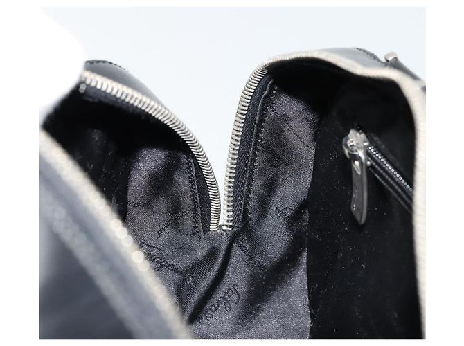 Borsa a mano Gancini in pelle nera e argento di Salvatore Ferragamo Auth BA12414A Nero - vista 19