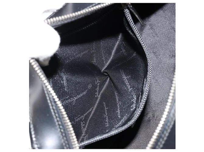 Borsa a mano Gancini in pelle nera e argento di Salvatore Ferragamo Auth BA12414A Nero - vista 21