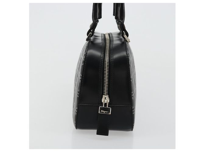 Borsa a mano Gancini in pelle nera e argento di Salvatore Ferragamo Auth BA12414A Nero - vista 5