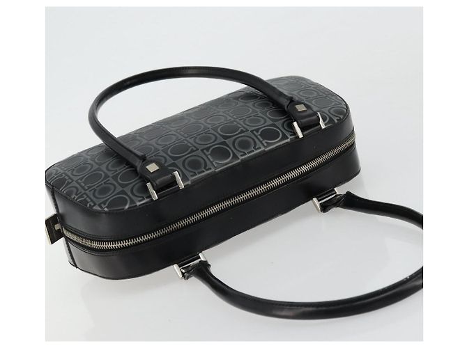 Borsa a mano Gancini in pelle nera e argento di Salvatore Ferragamo Auth BA12414A Nero - vista 6