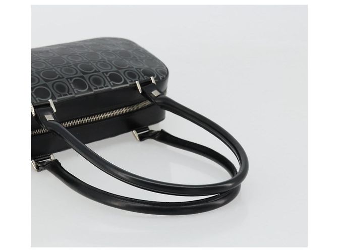 Borsa a mano Gancini in pelle nera e argento di Salvatore Ferragamo Auth BA12414A Nero - vista 7