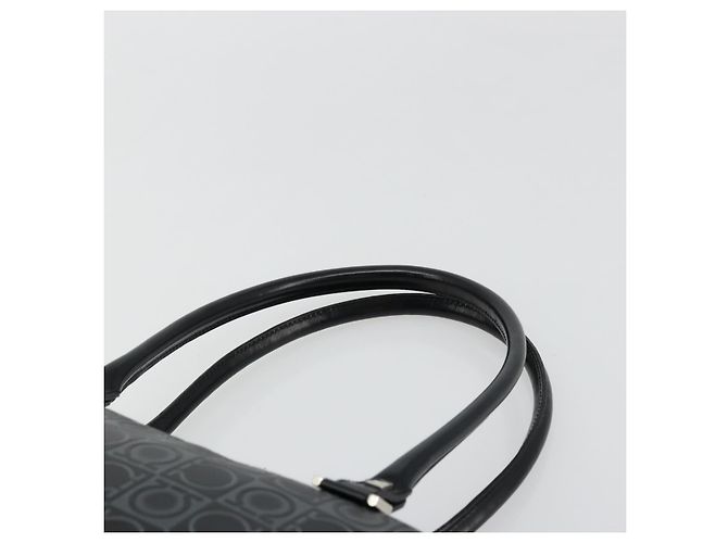 Borsa a mano Gancini in pelle nera e argento di Salvatore Ferragamo Auth BA12414A Nero - vista 8