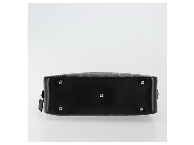 Borsa a mano Gancini in pelle nera e argento di Salvatore Ferragamo Auth BA12414A Nero - vista 9