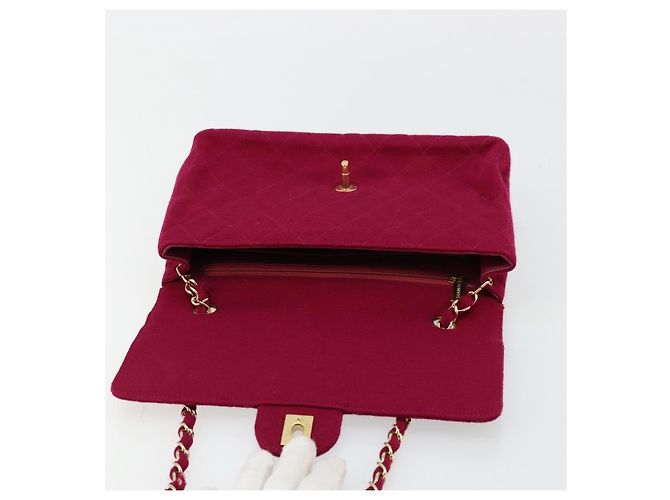 CHANEL Matelassé 25 Borsa a Spalla con Catena Cotone Viola Oro CC Auth 177962 D'oro Porpora - vista 16