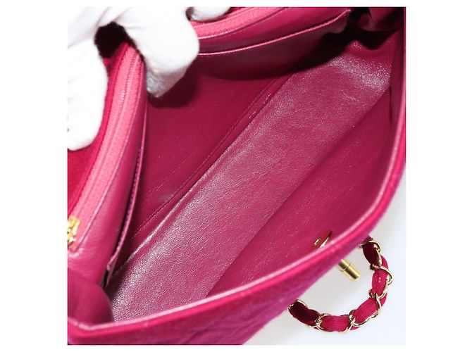 CHANEL Matelassé 25 Borsa a Spalla con Catena Cotone Viola Oro CC Auth 177962 D'oro Porpora - vista 18