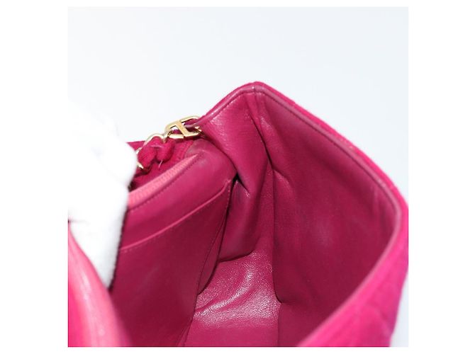 CHANEL Matelassé 25 Borsa a Spalla con Catena Cotone Viola Oro CC Auth 177962 D'oro Porpora - vista 19