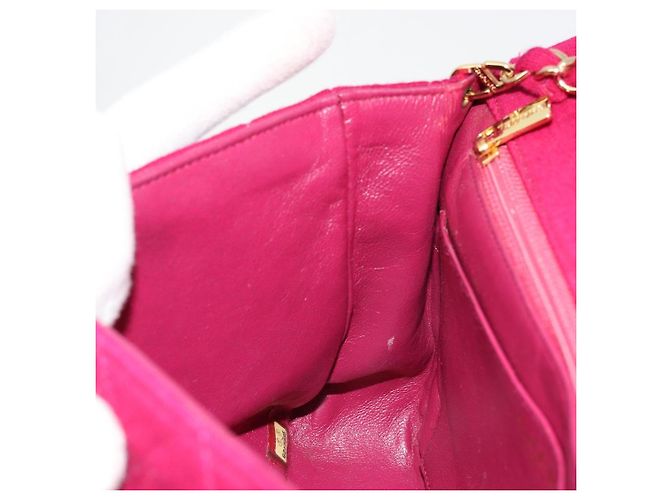 CHANEL Matelassé 25 Borsa a Spalla con Catena Cotone Viola Oro CC Auth 177962 D'oro Porpora - vista 20
