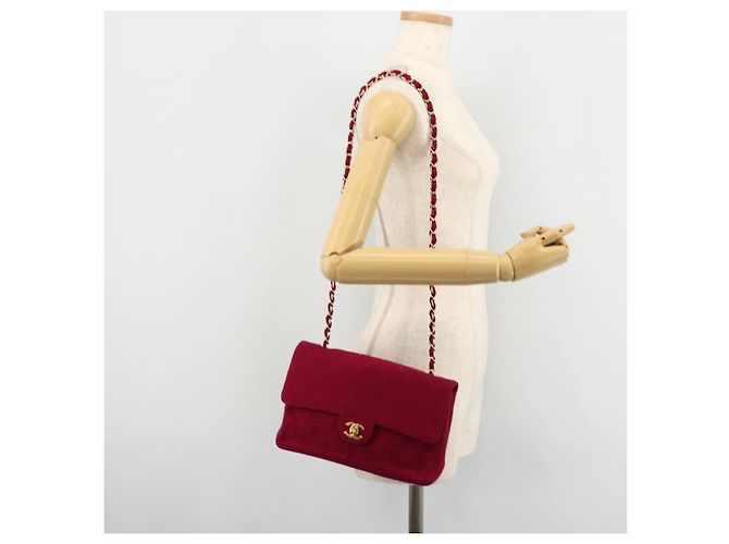 CHANEL Matelassé 25 Borsa a Spalla con Catena Cotone Viola Oro CC Auth 177962 D'oro Porpora - vista 25