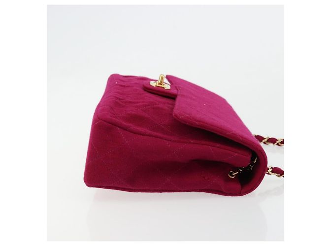 CHANEL Matelassé 25 Borsa a Spalla con Catena Cotone Viola Oro CC Auth 177962 D'oro Porpora - vista 4