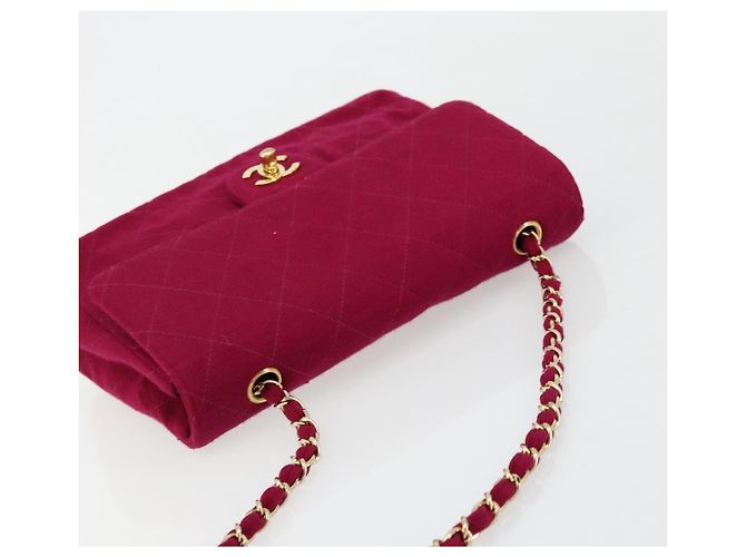 CHANEL Matelassé 25 Borsa a Spalla con Catena Cotone Viola Oro CC Auth 177962 D'oro Porpora - vista 6