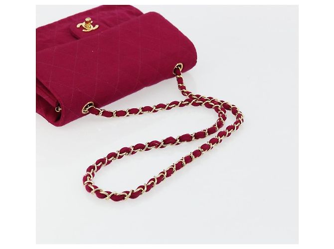 CHANEL Matelassé 25 Borsa a Spalla con Catena Cotone Viola Oro CC Auth 177962 D'oro Porpora - vista 7