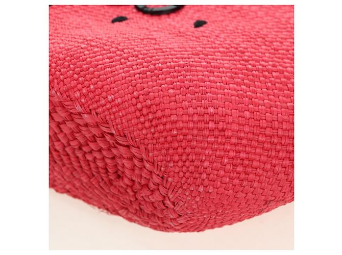 Sac Tote Watermelon LOEWE en raphia 2 en 1 Rouge Auth 178041SM - vue 16
