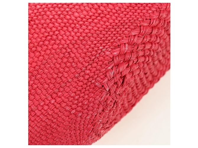 Sac Tote Watermelon LOEWE en raphia 2 en 1 Rouge Auth 178041SM - vue 17