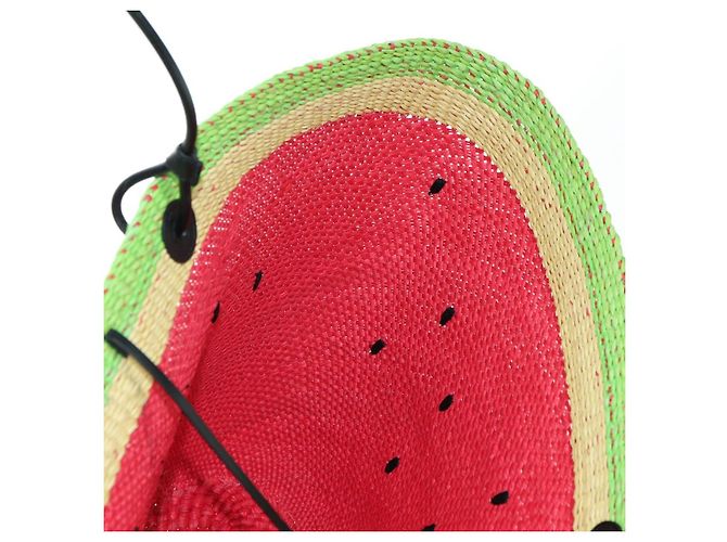 Sac Tote Watermelon LOEWE en raphia 2 en 1 Rouge Auth 178041SM - vue 20
