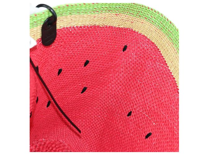 Sac Tote Watermelon LOEWE en raphia 2 en 1 Rouge Auth 178041SM - vue 21
