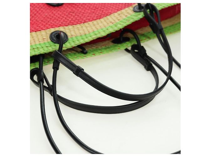Sac Tote Watermelon LOEWE en raphia 2 en 1 Rouge Auth 178041SM - vue 7
