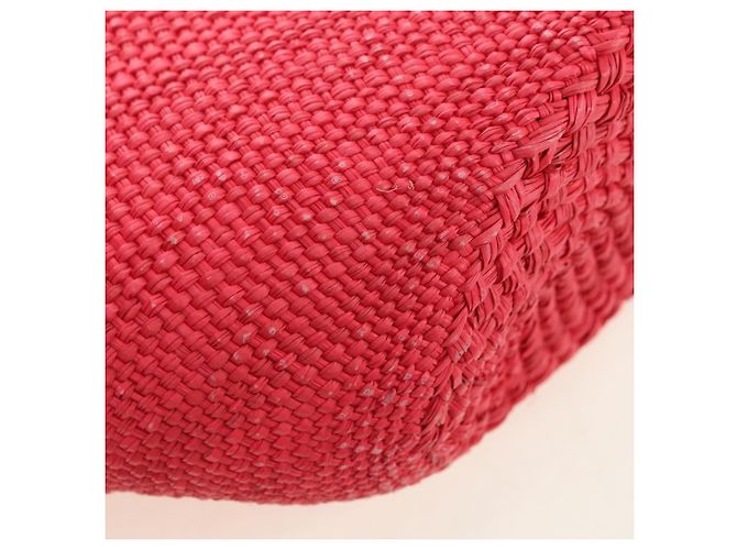 Sac Tote Watermelon LOEWE en raphia 2 en 1 Rouge Auth 178041SM - vue 9