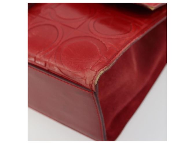 Borsa a mano Gancini in pelle rossa e argento di Salvatore Ferragamo Auth BA12430 Rosso - vista 10