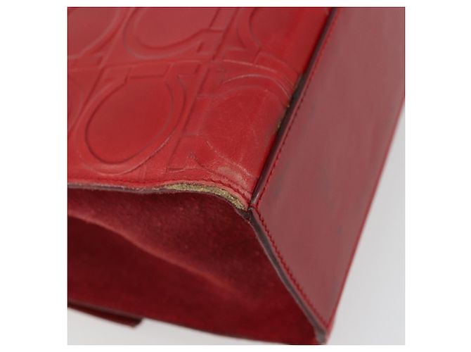 Borsa a mano Gancini in pelle rossa e argento di Salvatore Ferragamo Auth BA12430 Rosso - vista 13