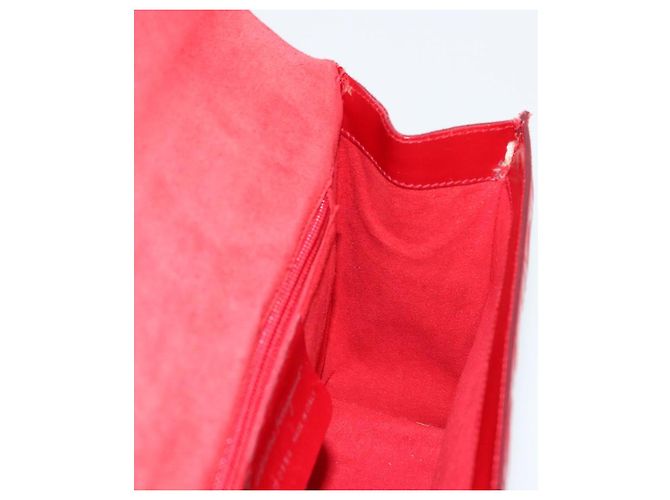 Borsa a mano Gancini in pelle rossa e argento di Salvatore Ferragamo Auth BA12430 Rosso - vista 19