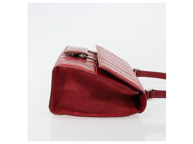 Borsa a mano Gancini in pelle rossa e argento di Salvatore Ferragamo Auth BA12430 Rosso - vista 4