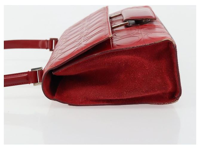 Borsa a mano Gancini in pelle rossa e argento di Salvatore Ferragamo Auth BA12430 Rosso - vista 5