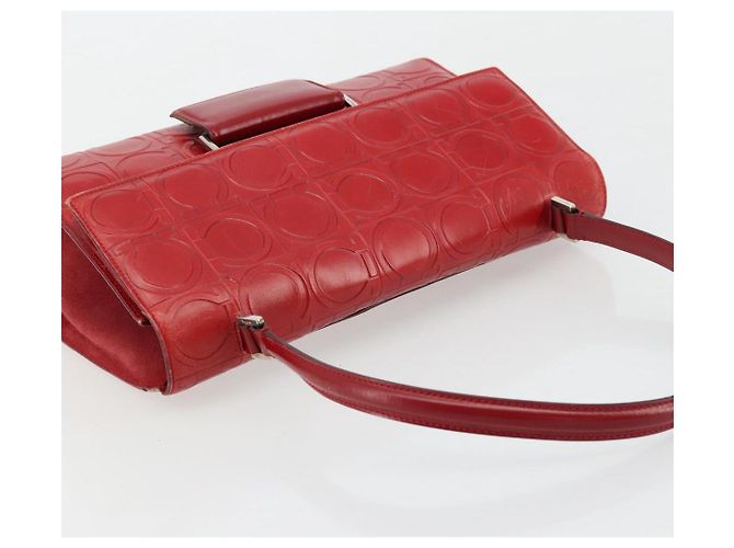Borsa a mano Gancini in pelle rossa e argento di Salvatore Ferragamo Auth BA12430 Rosso - vista 6