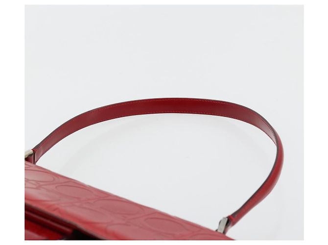 Borsa a mano Gancini in pelle rossa e argento di Salvatore Ferragamo Auth BA12430 Rosso - vista 8