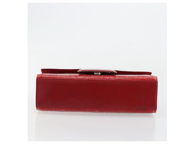 Borsa a mano Gancini in pelle rossa e argento di Salvatore Ferragamo Auth BA12430 Rosso - vista 9