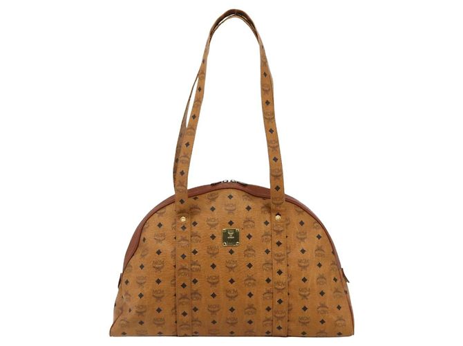 Borsa Tote Vicetos Logogram MCM in pelle PVC marrone e oro Auth 177569 D'oro - vista 2