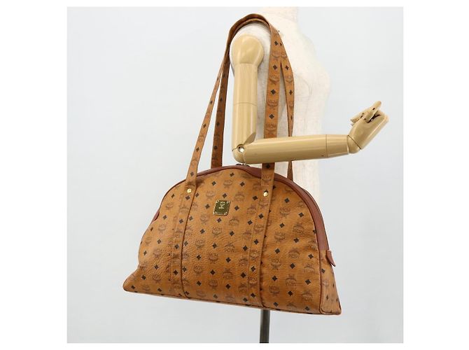 Borsa Tote Vicetos Logogram MCM in pelle PVC marrone e oro Auth 177569 D'oro - vista 21
