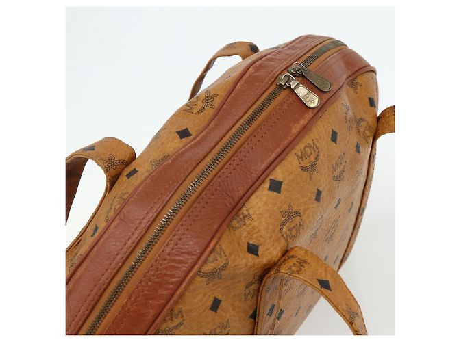 Borsa Tote Vicetos Logogram MCM in pelle PVC marrone e oro Auth 177569 D'oro - vista 6