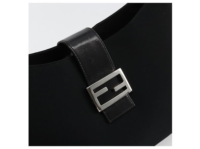 FENDI Schultertasche Nylon Schwarz Silber Authentisch 177685 - Ansicht 15