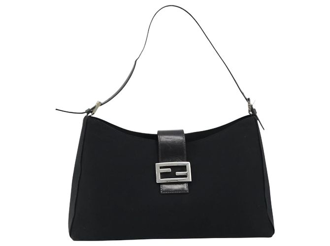 FENDI Schultertasche Nylon Schwarz Silber Authentisch 177685 - Ansicht 2