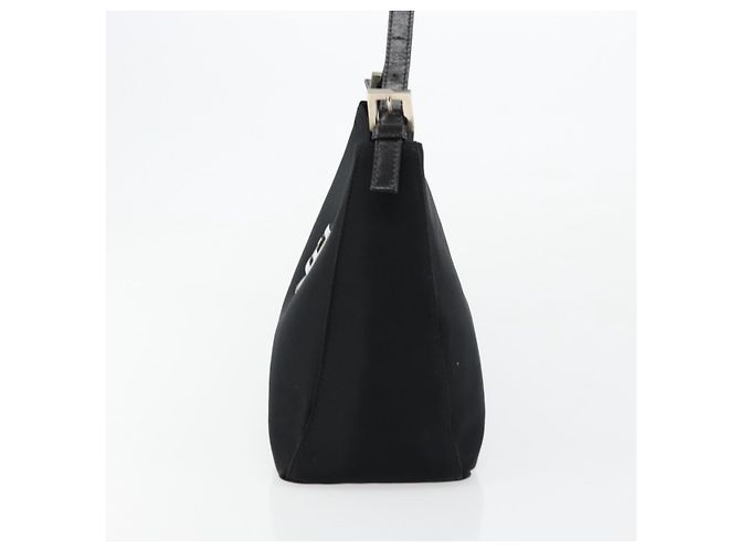 FENDI Schultertasche Nylon Schwarz Silber Authentisch 177685 - Ansicht 4