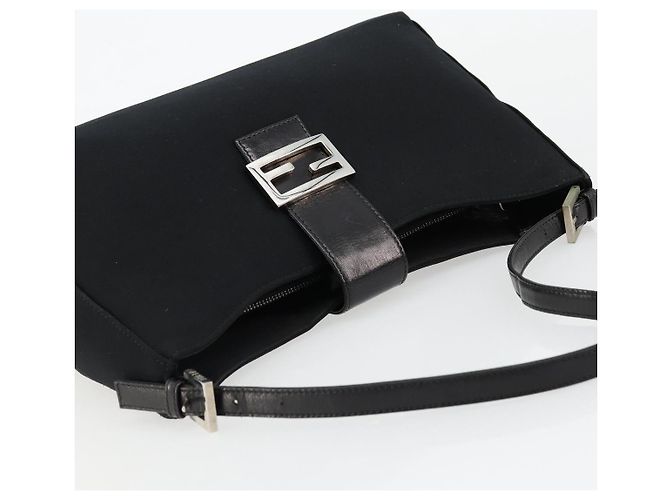 FENDI Schultertasche Nylon Schwarz Silber Authentisch 177685 - Ansicht 6