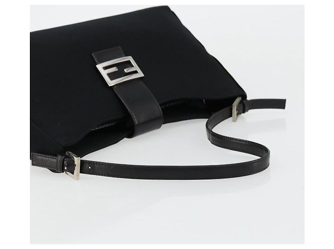 FENDI Schultertasche Nylon Schwarz Silber Authentisch 177685 - Ansicht 7