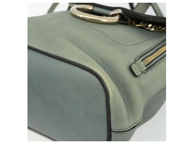 Chloé Mochila Chloe Fay de cuero de ante 2 en 1 dorado verde claro Auth 177032 - vista 12