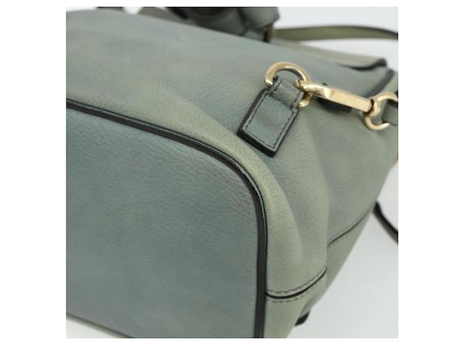 Chloé Mochila Chloe Fay de cuero de ante 2 en 1 dorado verde claro Auth 177032 - vista 14
