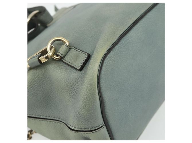 Chloé Mochila Chloe Fay de cuero de ante 2 en 1 dorado verde claro Auth 177032 - vista 15